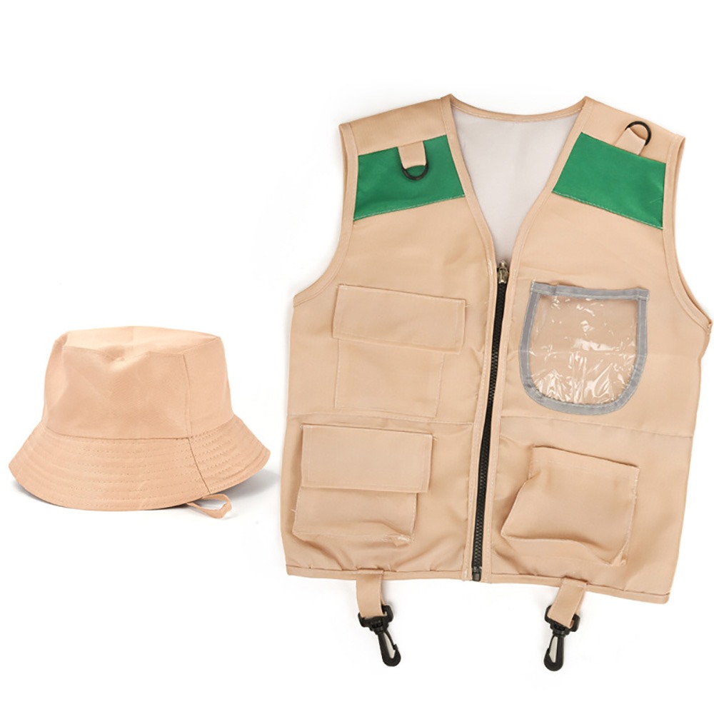 Outdoor Adventure Kit For Kids - Mehrfarbige Entdecker-Weste und Hut Set für