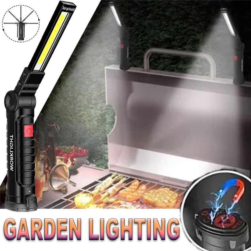 Outdoor Adventure Trips - Tragbare LED-Taschenlampe mit Magnethaken, Outdoor-Reparatur-Arbeitsleuchte, wiederaufladbare