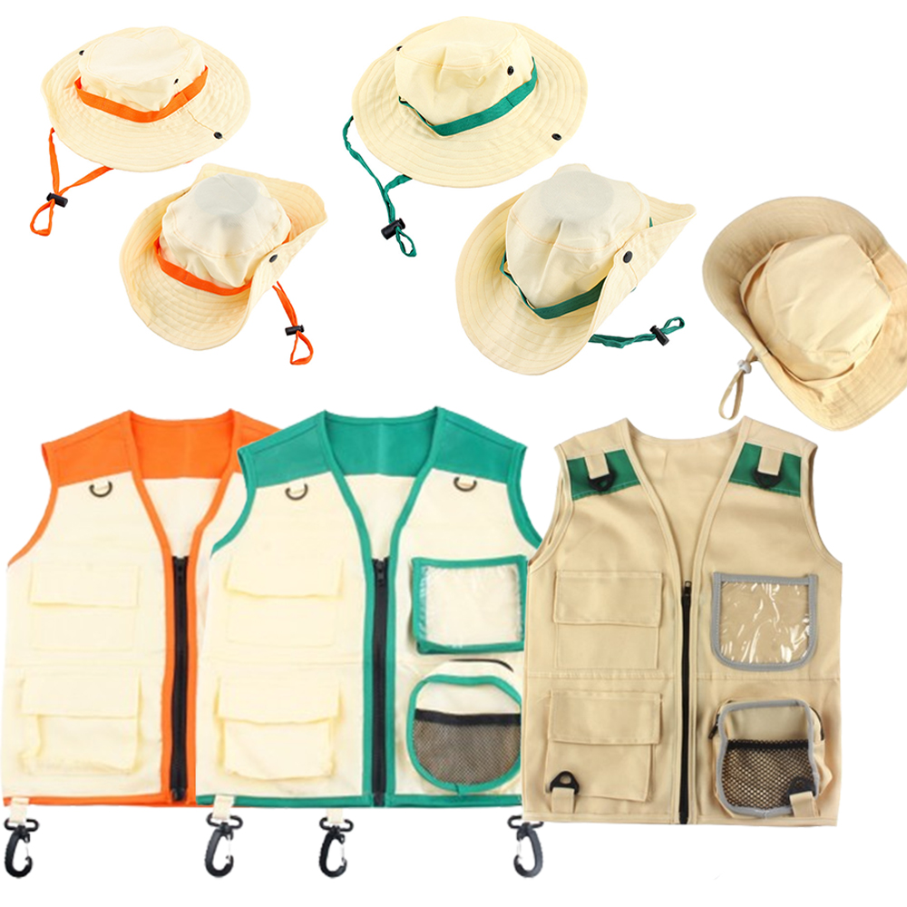 Outdoor Adventure Outfit - Kinder-Entdecker-Kostümset Abenteuerweste mit Sonnenhut Kinder Outdoor